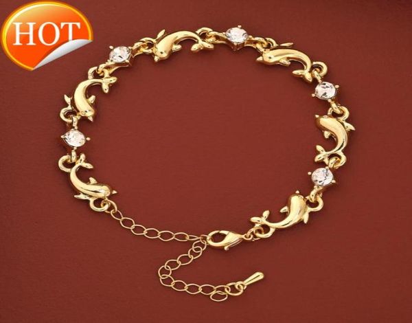 

charm bracelets womens crystal bangle gold silver plated dolphin female diamond inlaid zircon mori hand decoration valentine0395115312, Golden;silver