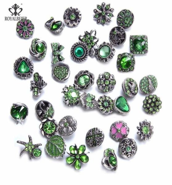 

royalbeier 36pcslot mixed rhinestone styles metal charms 12mm snap button jewelry for diy snaps bracelet eearrings jewelry7726709, Golden;silver