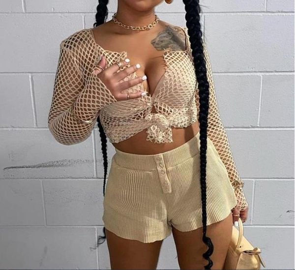 

women039s tshirt trend hollow tie seethrough fishnet tshirt club wear6222542, White