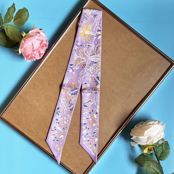 

100% silk h spring island new 2023 silk wrapped bag strap bag handle small silk scarf arm bag ribbon decorative ribbon female, Blue;gray