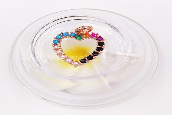 

san valentine heart pendant in rose gold vermeil with gemstones authentic 925 sterling silver pendants fits european bear jewelry 1093856