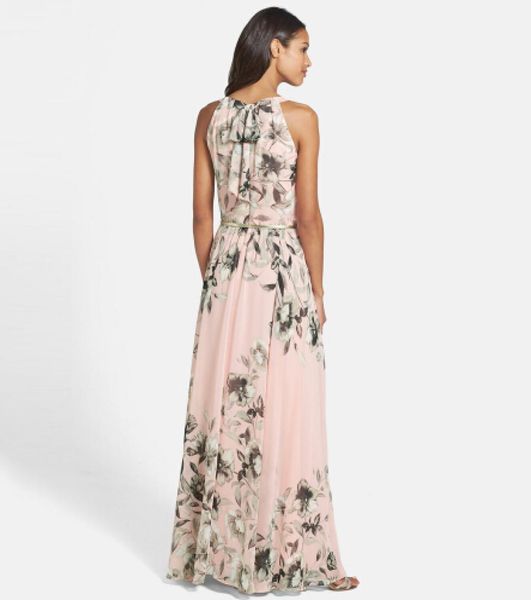 

whole women long dress o neck floral print chiffon maxi dress elegant casual boho party dresses vestidos with belt2976716, Black;gray