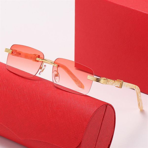 

sunglasses designer frameless sheet spring temples europe and america small square box 7 colors women gold silver women men sun gl225s, White;black