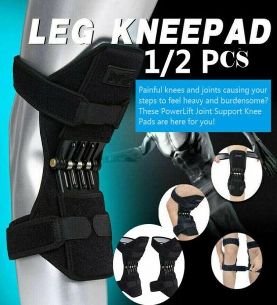 

1 pairs power leg kneepad new power joint support for mountaineering squat sports knee pads protection spring force 20195035897, Black;gray