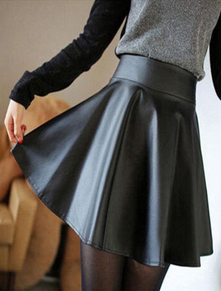 

skirts high waist faux leather mini skirt women fashion jupe femme8654743, Black