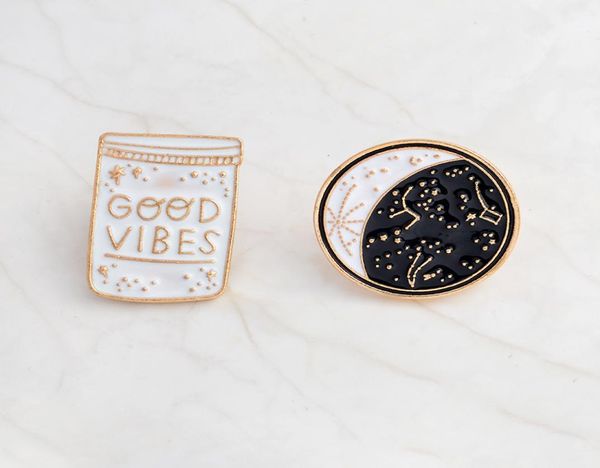 

good vibes enamel pin constellation day and night moon brooch pins button denim jacket coat collar badge jewelry gift9649616, Gray