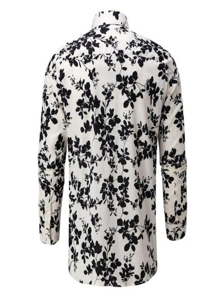 

men039s casual shirts spring and summer shirt longsleeved hawaiian floral soft print beach button work office8736684, White;black