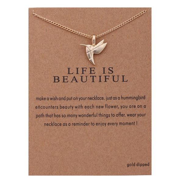 

fashion no dogeared logo new arrived fashion jewelry silver plated life is beautiful bird chocker necklace pendant for women girl6321554