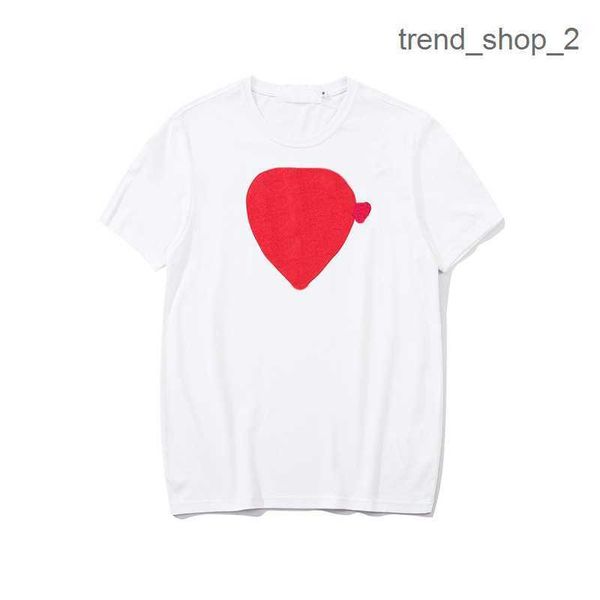

t shirt play luxury brand fashion new tshirt cotton lovers loose casual shirt crew neck short sleeve shirts red heart commes clothes black w, White;black