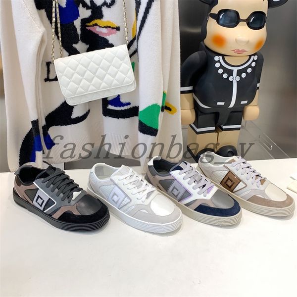 

designer sneakers step leather casual shoes women low trainer fashion patchwork sports shoe platform trainer lace up sneakers, Black