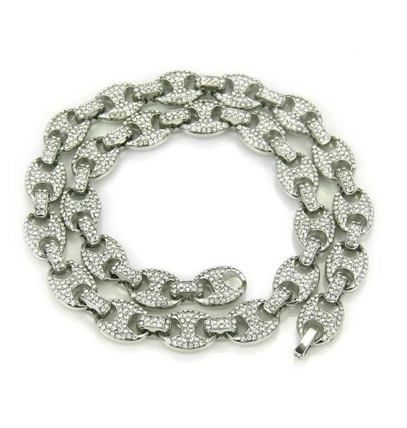 

hip hop 12mm gold silver color plated iced out puff marine anchpr chain link bling necklace for men 291 j28167248
