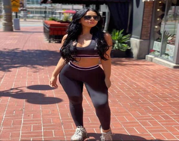 

women two piece pants vest bottoms suit yoga tracksuit for lady slim sport blouse shirts sleeveless sets 5 colors style3441366, White