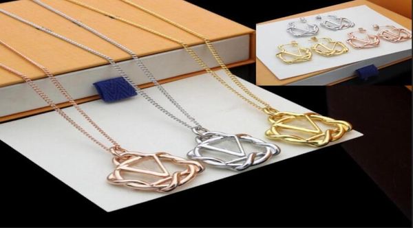 

fashion women necklace designers jewelry 18k gold plated v letter pendants necklaces and earrings set for womens wedding jewelry7733311, Silver