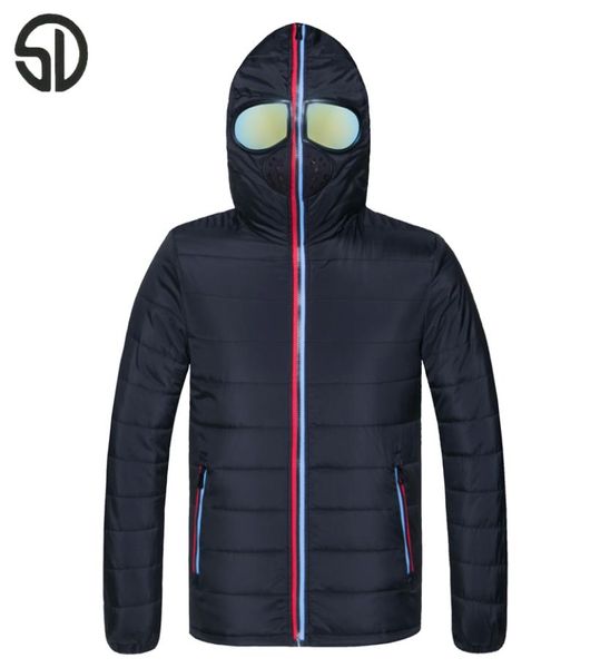 

whole new hooded warm slim fit men women spring winter couple jacket coat lovers parka outwear windbreaker with glasses fashi6665811, Black