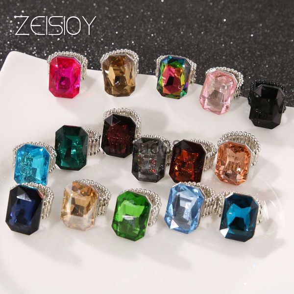 

band rings 2020 personalized and elegant ladies big ring big glass stone multiple colors for women fashionable elastic finger ri j230817, Silver