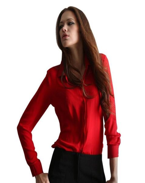 

blusas femininas women shirt chiffon elegant ladies formal office blouse 5 colors work wear plus size8323385, White