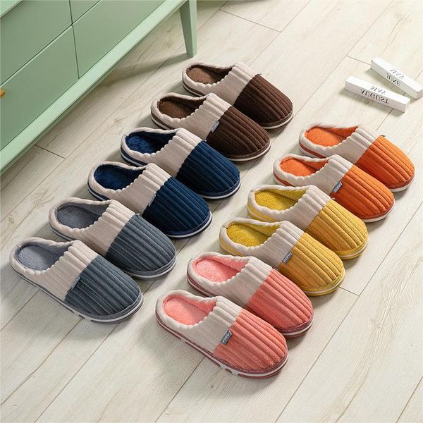 

women men winter home autumn warm winter cotton slippers pink orange navy blue wood floor warm breathable wear-resistant outdoor shoes, Black