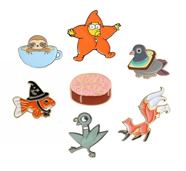 

customized animal enamel pins brooches cartoon cute goldfish fox sloth dove cake men women jewelry custom bulk enamel charms pin 18234086, Gray