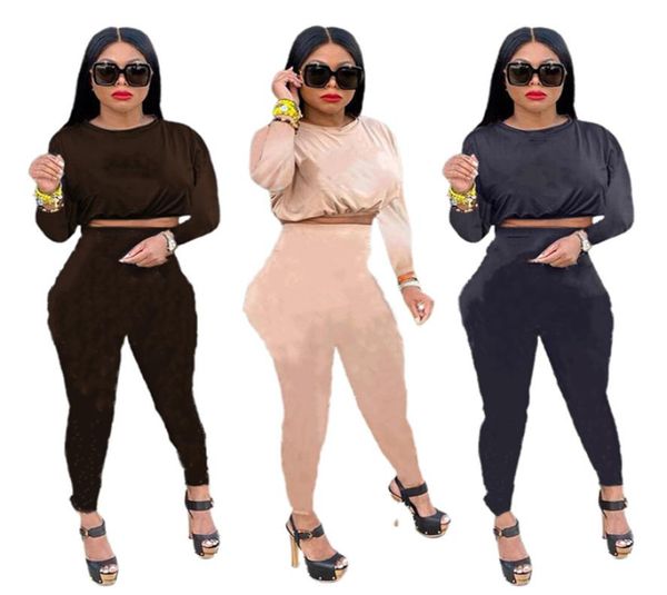 

fall winter clothes women tracksuits long sleeve sportswear pullover sweatshirt crop ants two piece set letters outfits plus 5445202, Gray