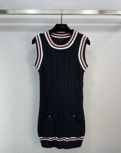 

milan runway dresses 2023 spring summer o neck sleeveless print women039s designer dress brand same style clothing 0217013755053, Black