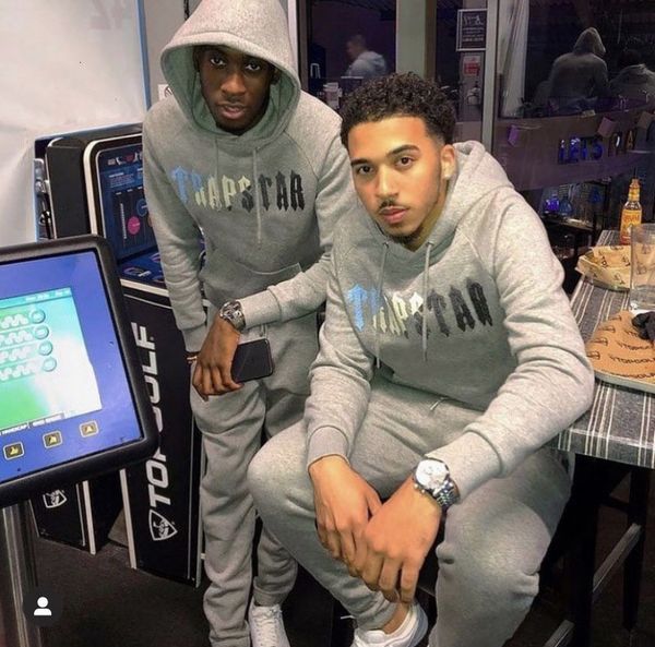 

men's hoodies sweatshirts gradient embroidery trapstar london hoodies uk trend brand oversized sweatshirt men women fitness sports trac, Black