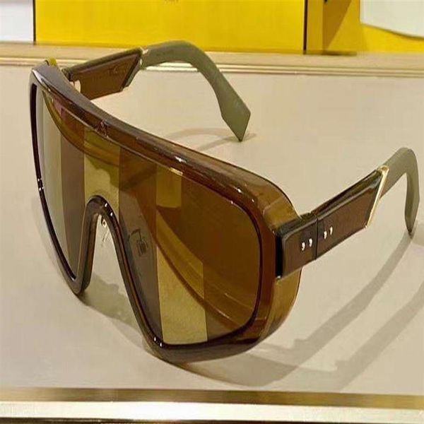 

brown gold olive shield large men sunglasses 0084 mens fashion mask wrap sunglasses sonnenbrille with case224c, White;black