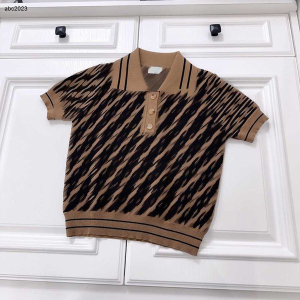 

new designer baby clothes kids pullover fashion polo short sleeves sweater size 90-160 cm letter printing child knitted t-shirt june21, Blue