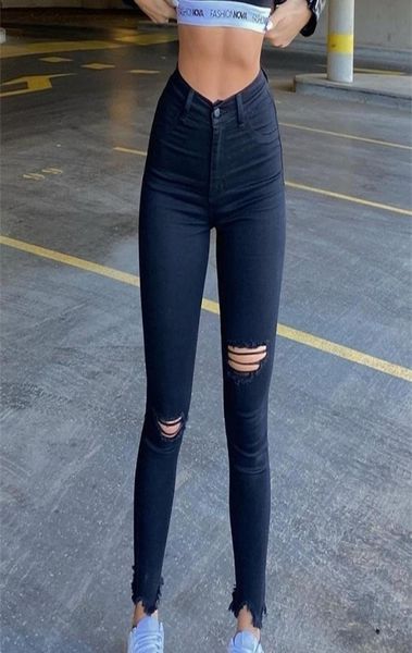 

women039s jeans skinny jeans women high waist denim black stretch pencil mom pants elastic slim leggings streetwear jeans 8900079, Blue