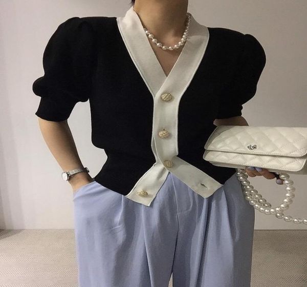 

women039s jackets korean chic jacket short sleeve knitted casaco feminino casual streetwear coats and women overcoat womens clo2178668, Black;brown