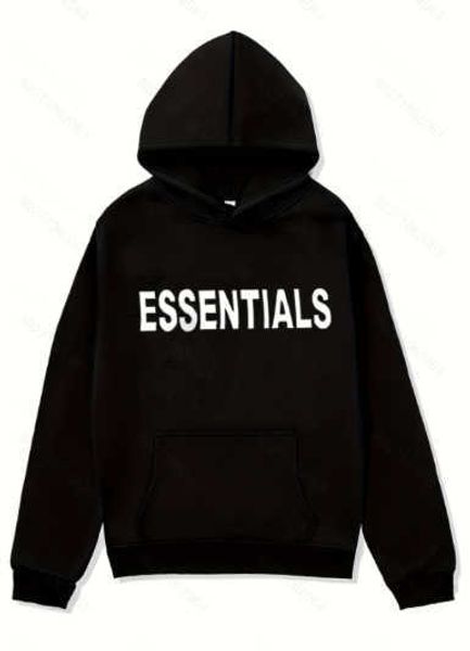 

ess hoodie women's comfortable casual hooded pullover sweater essentials, Black