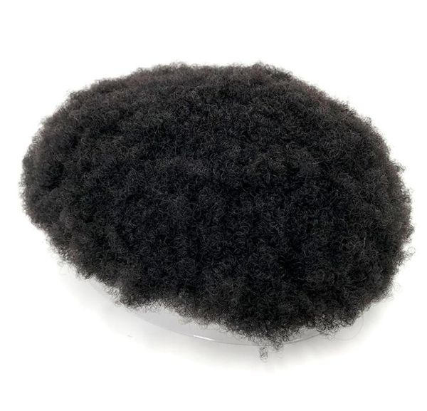 

100 human hair afro mono toupee black men kinky curly wig016569316