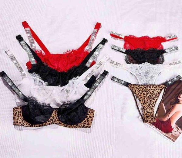 

vs lace rhinestone bra pure desire leopard underwear small chest gathered bra lace thin style81730491663621, Red;black
