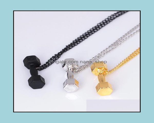 

pendant necklaces pretty dumbbell beautifly necklace for women fitness bodybuilding gym fit barbell men jewelry long chain n nanas4136756, Silver