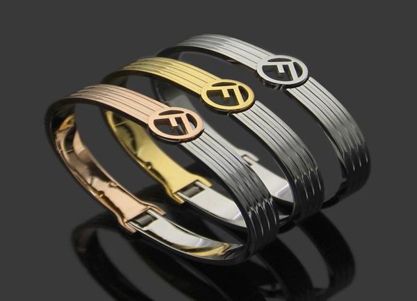 

titanium steel jewelry hollow f letter stripe intermediate bracelet for women039s link chain5882016, Black
