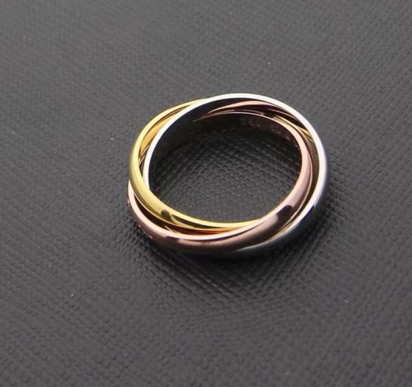 

fashion menwomen 316l titanium steel 3 circles 3 color 3in1 wedding engagement 18k gold plated combined rings size5117691136, Slivery;golden