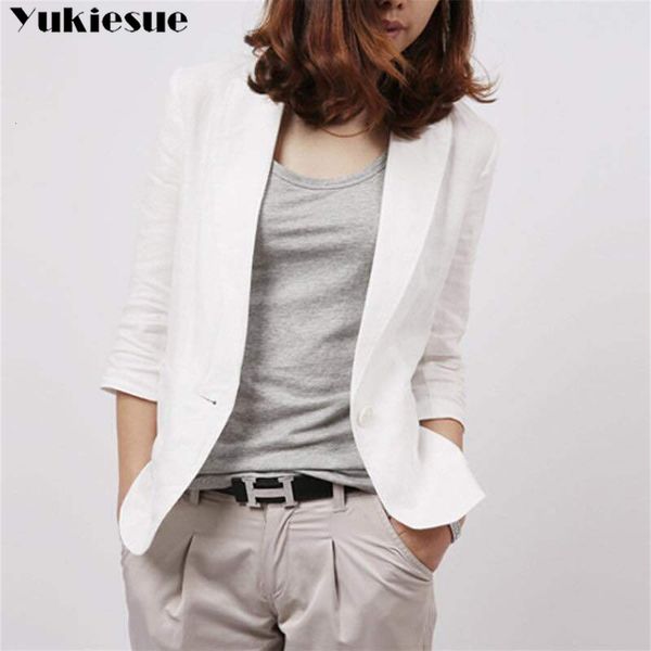 

womens suits blazers cotton and linen suit jacket spring summer chic elegant jackets short blazers white woman blazer for women 230817, White;black