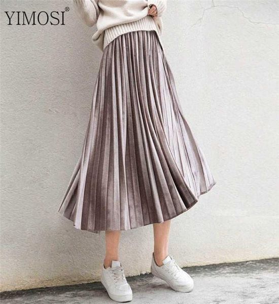 

new 2019 autumn winter high waisted skinny female velvet skirt lady elascity pleated skirt casual midi party plus size9072594, Black