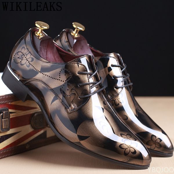 

dress shoes office men dress shoes floral pattern men formal shoes leather luxury fashion groom wedding shoes men oxford shoes dress 37-50 2, Black