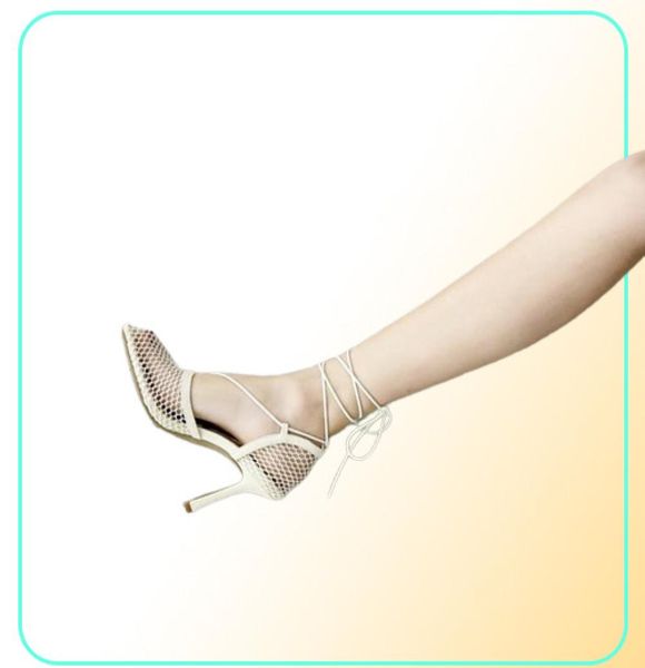 

women pumps thin high heels sandals shoes for woman fashion square toe mesh ankle strap pumps sandals ladies shoes1679964, Black