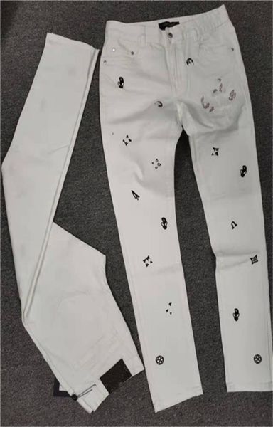 

luxurys designer mens jeans thin design white men denim zipper wrinkle off vintage pants fashion slimleg motorcycle biker jean tr6959810, Blue
