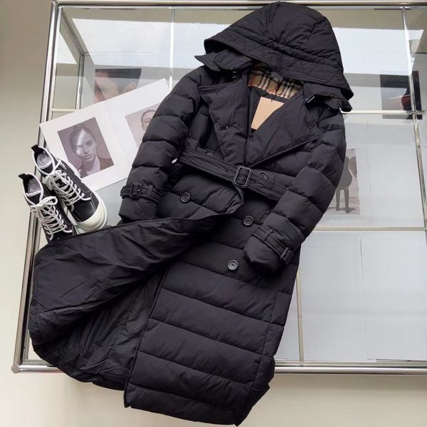 

women's hooded long down coat designer cotton jackets winter warm outdoor parkas fashion windbreaker womens down coat windproof s-l, Black