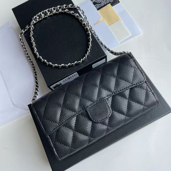 

luxury caviar crossbody evening bags clutch lady genuine leather classic designer handbags coin purse womans gold chains shoulder bag gift w, Red;black