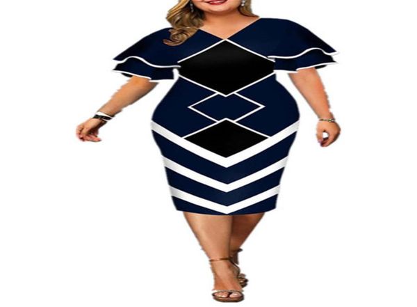 

womens plus size dresses bodycon elegant geometric print evening party dress layered bell sleeve casual club outfits8605693, Black