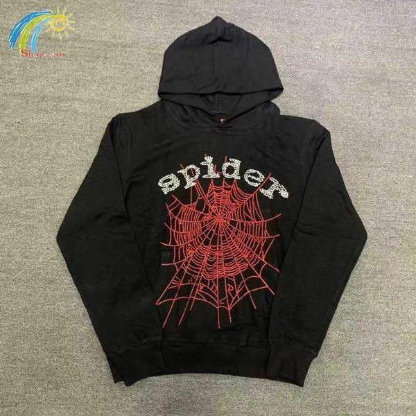 

j1en men's hoodies sweatshirts designer black sp5der 555555 men women hip hop streetwear red spider web hoodedxzmj