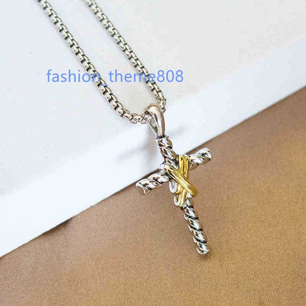 

dy cross double x necklaces thread pendant classic necklace button, Silver