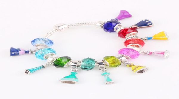 

aifeili new original fashion trend charm glass beads princess dress pendant diy for women jewelry bracelet accessories8930460, Golden;silver