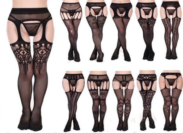 

2018 hollow out tights lace stockings female thigh high fishnet embroidery transparent pantyhose women black hosiery3137987, Black;white