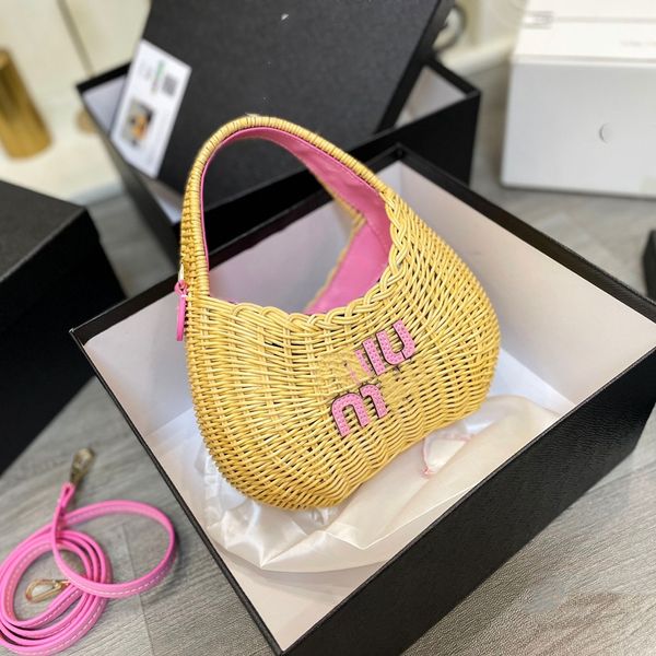 

miui luxury designer woven underarm bag detachable shoulder strap single shoulder bag fashion handbag women's cross body bag 594616