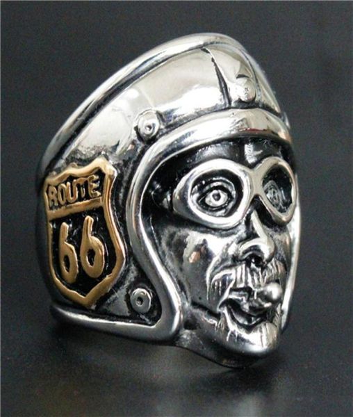 

whole biker 316l stainless steel route 66 ring band party fashion motorcycle biker mens ring26785835770, Silver