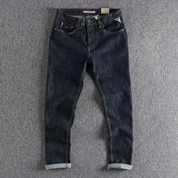 

original color denim jeans for men's simple fit straight leg long pants, Blue